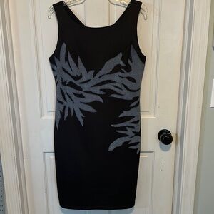 Cartise Black Cocktail Dress With‎ Blue/Gray Beading size 8